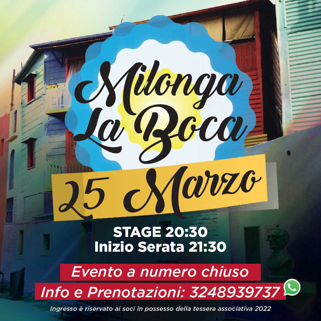 Milonga La Boca: Venerdì 25 Marzo